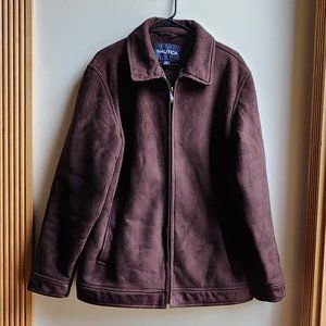 Nautica Brown Faux Micro-Suede Winter Coat Size Large